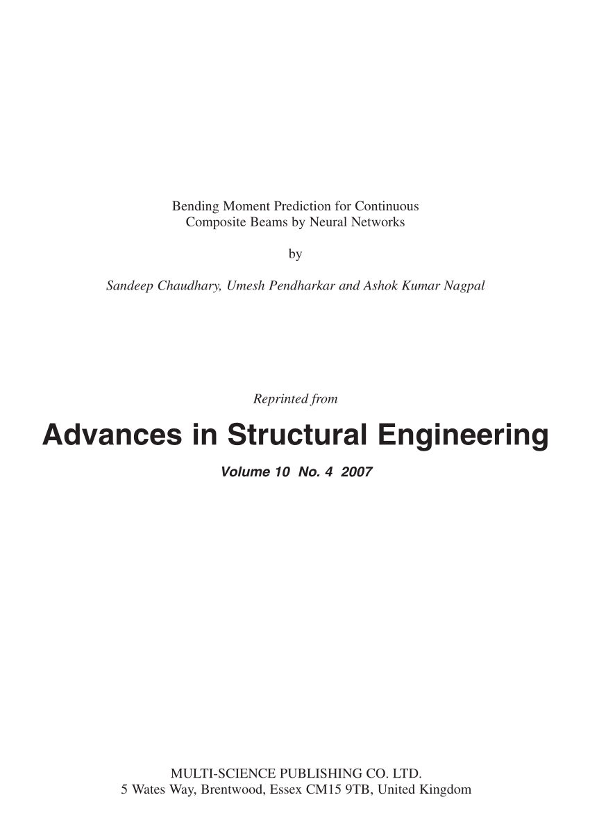 Pdf Bending Moment Prediction For Continuous Composite Beams By Neural Networks