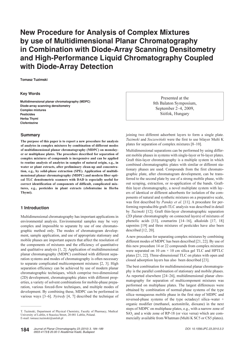 Pdf New Procedure For Analysis Of Complex Mixtures By Use