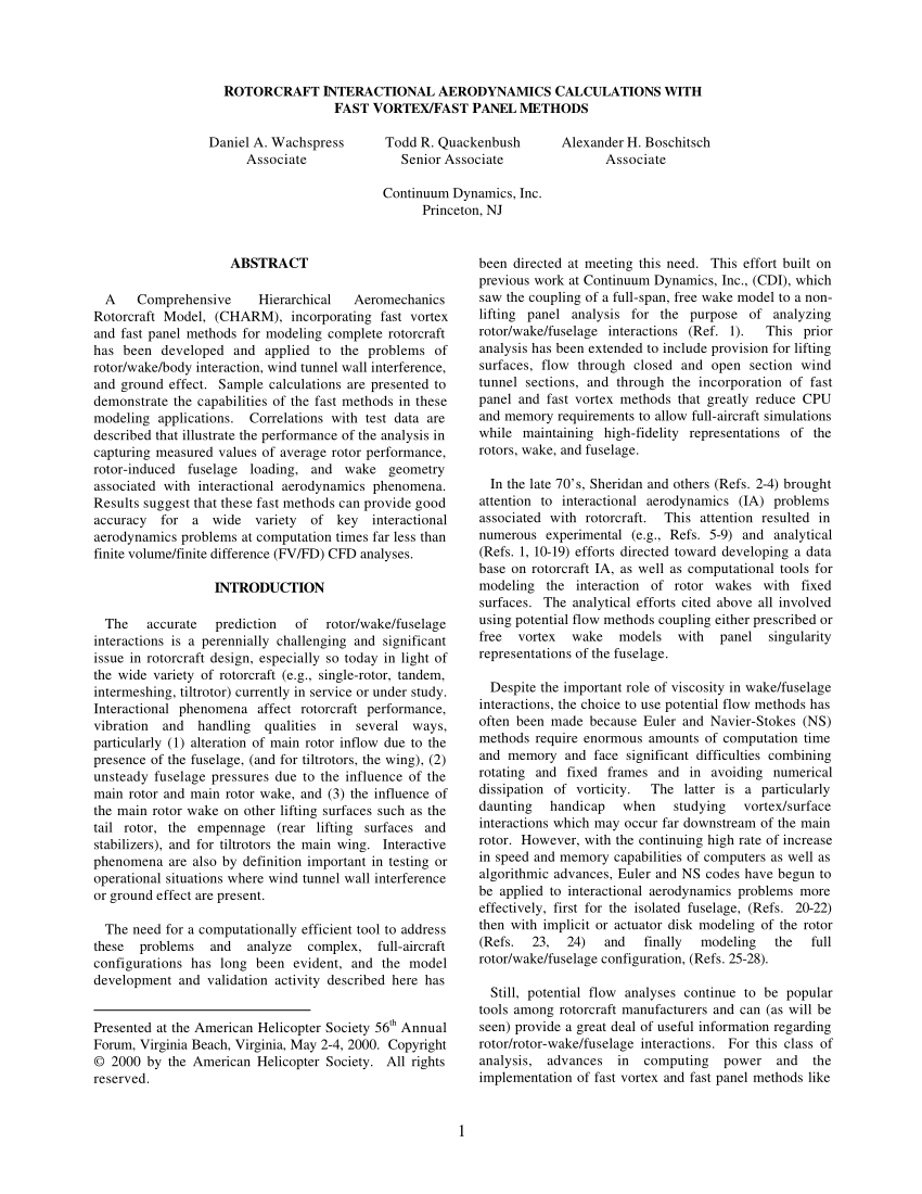 (PDF) Vortex Methods for the Computational Analysis of Rotor/Body ...