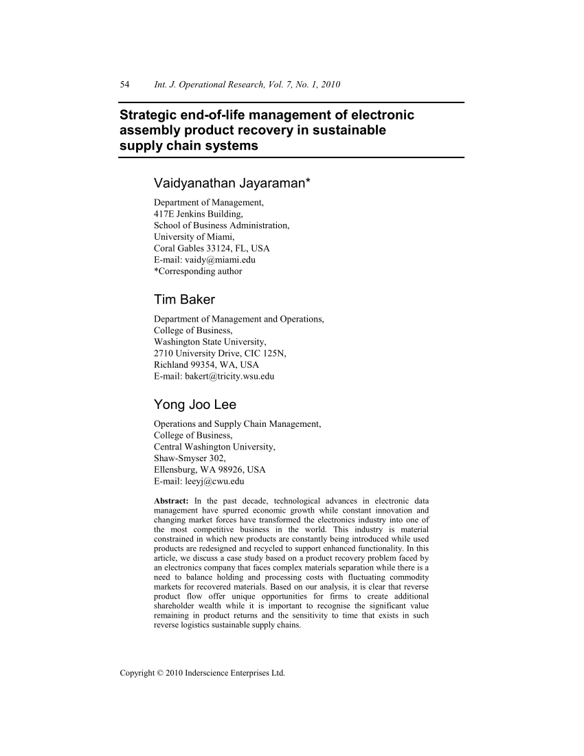 PDF) Strategic end-of-life management of electronic assembly 