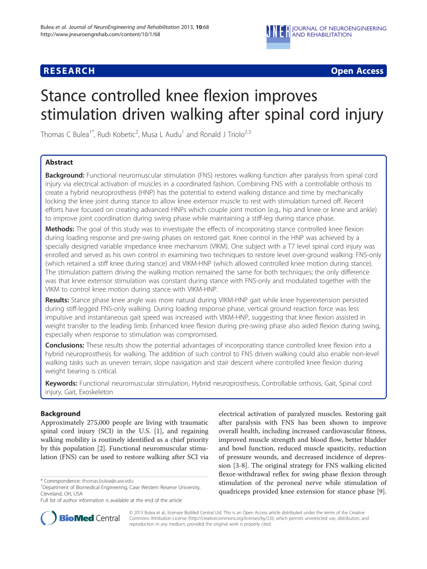 Toward a hybrid exoskeleton for crouch gait in children with cerebral  palsy: neuromuscular electrical stimulation for improved knee extension, Journal of NeuroEngineering and Rehabilitation