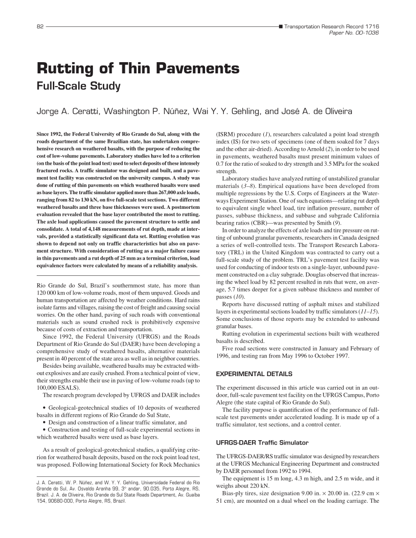 PDF) Rutting of Thin Pavements: Full-Scale Study