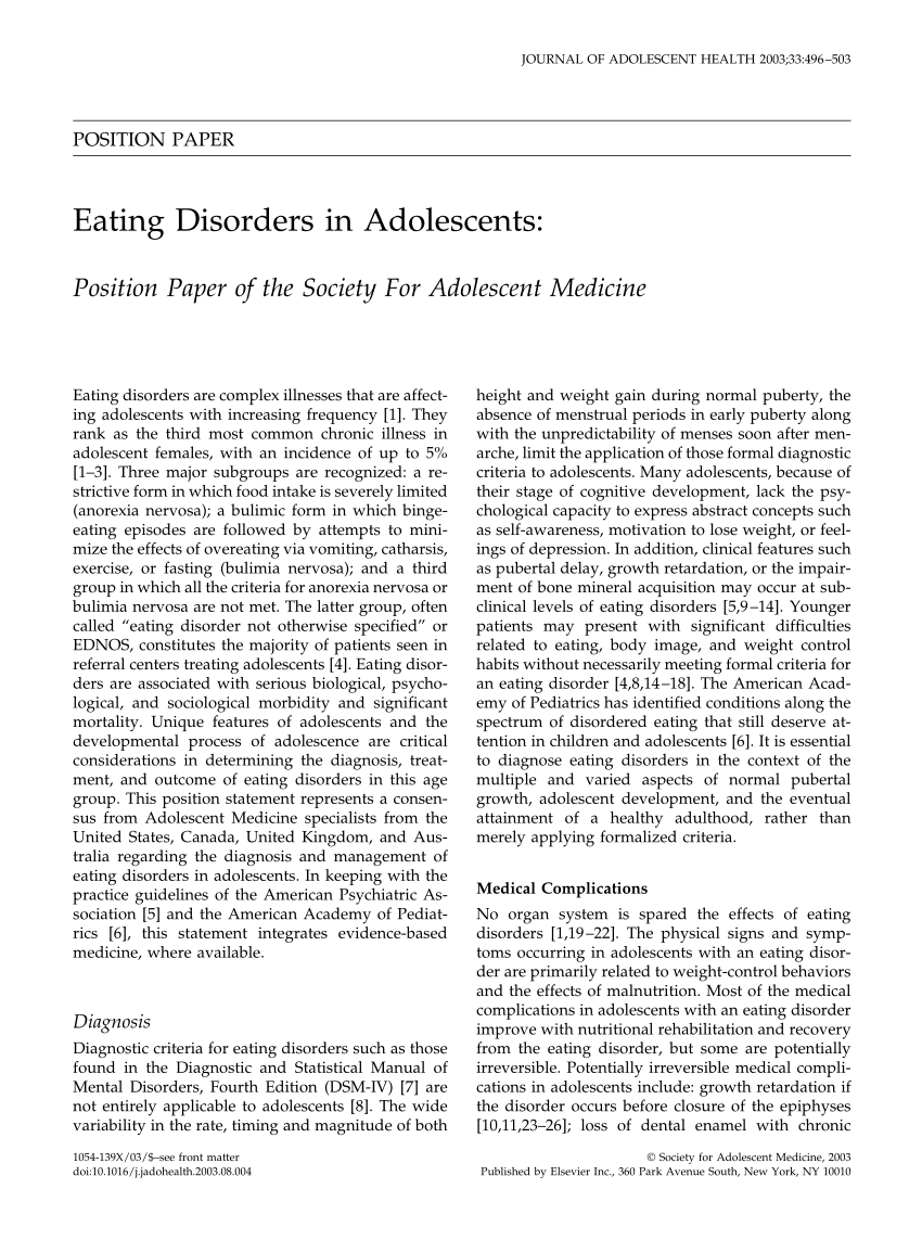 research paper about eating disorders