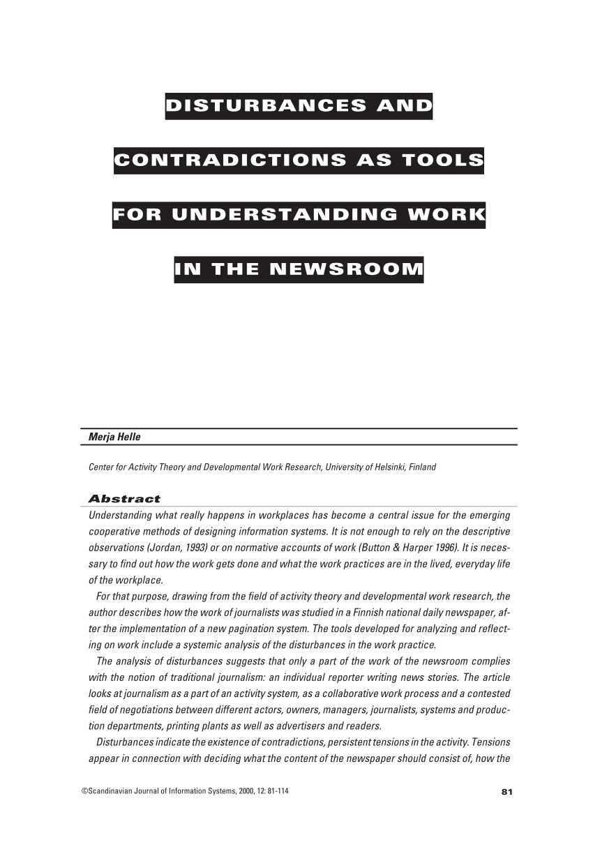 PDF) Disturbances and contradictions as tools for understanding ...