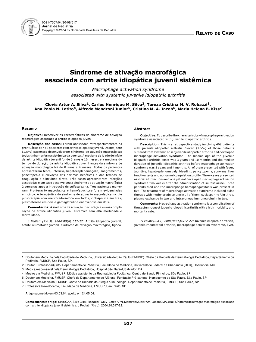 artrite idiopática juvenil sistêmica pdf)