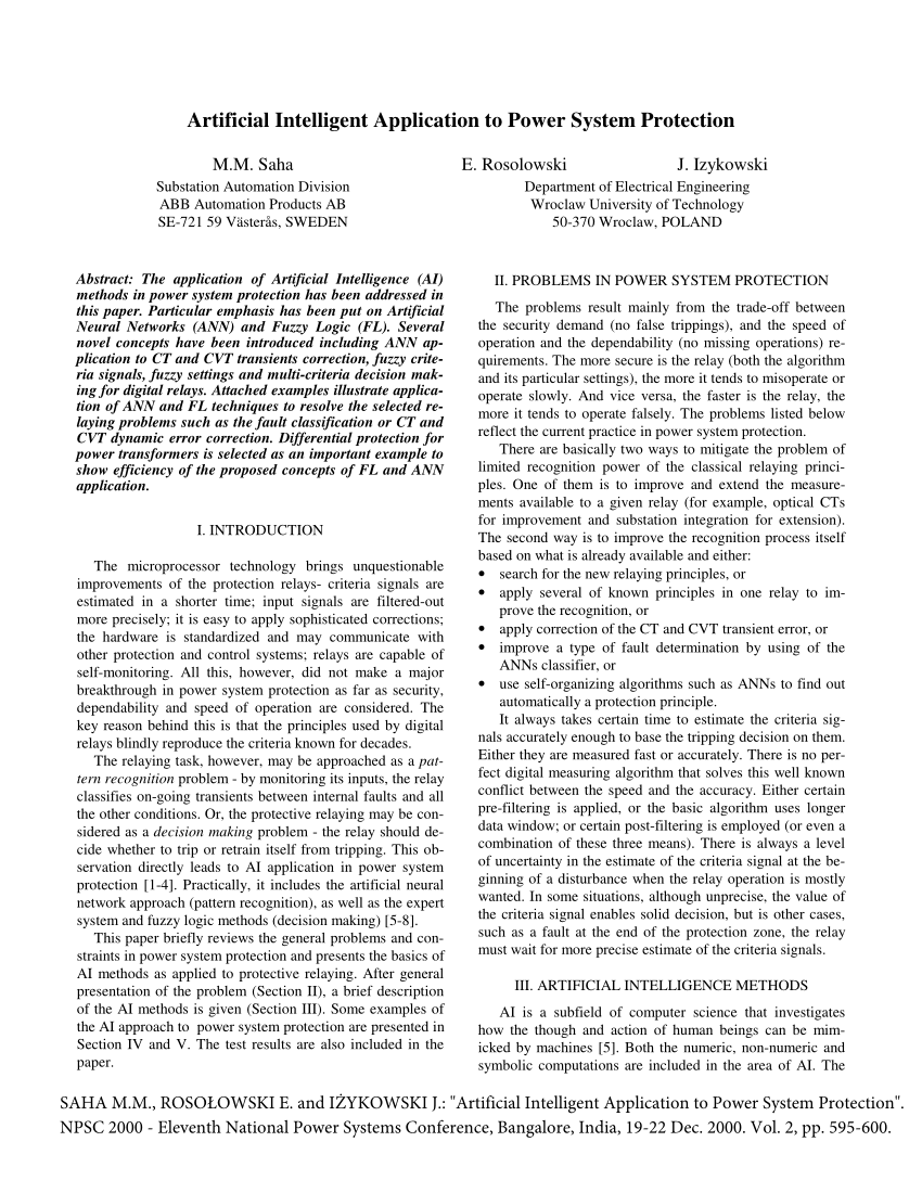 research paper on power system protection