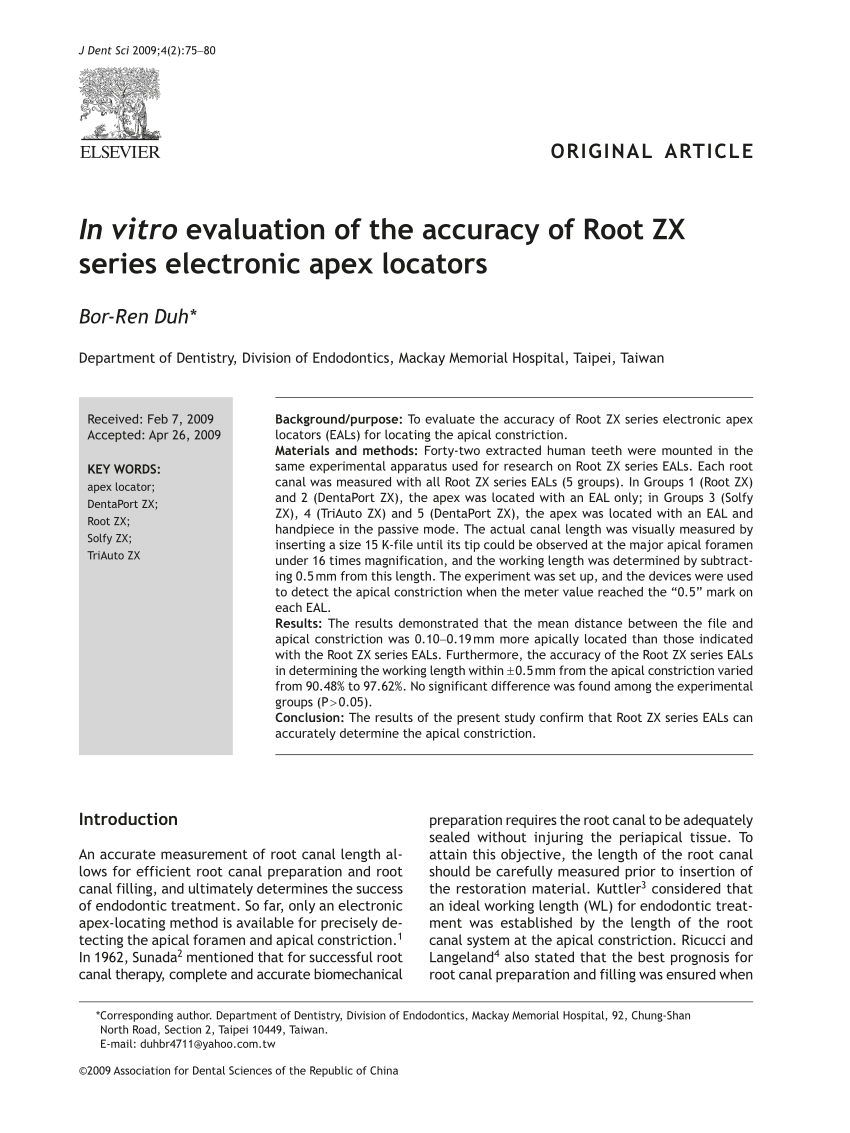 PDF) In vitro evaluation of the accuracy of Root ZX series 