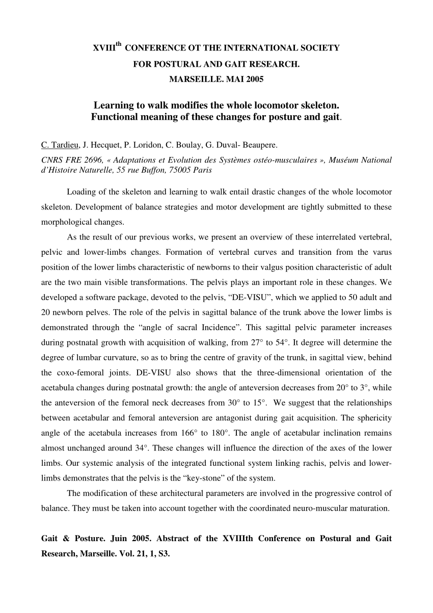 (PDF) 1.11 Learning to walk modifies the whole locomotor skeleton