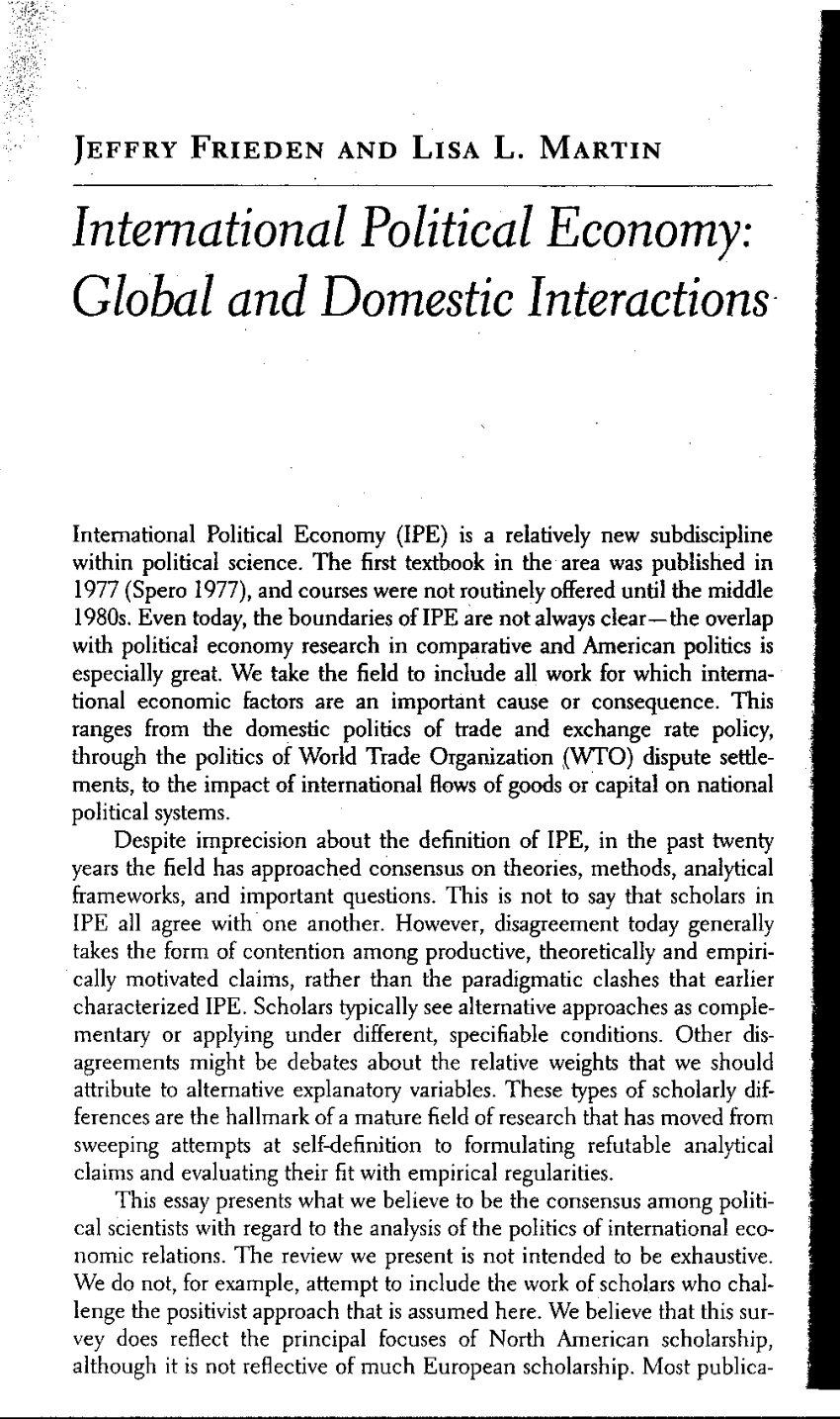 international political economy topics of research