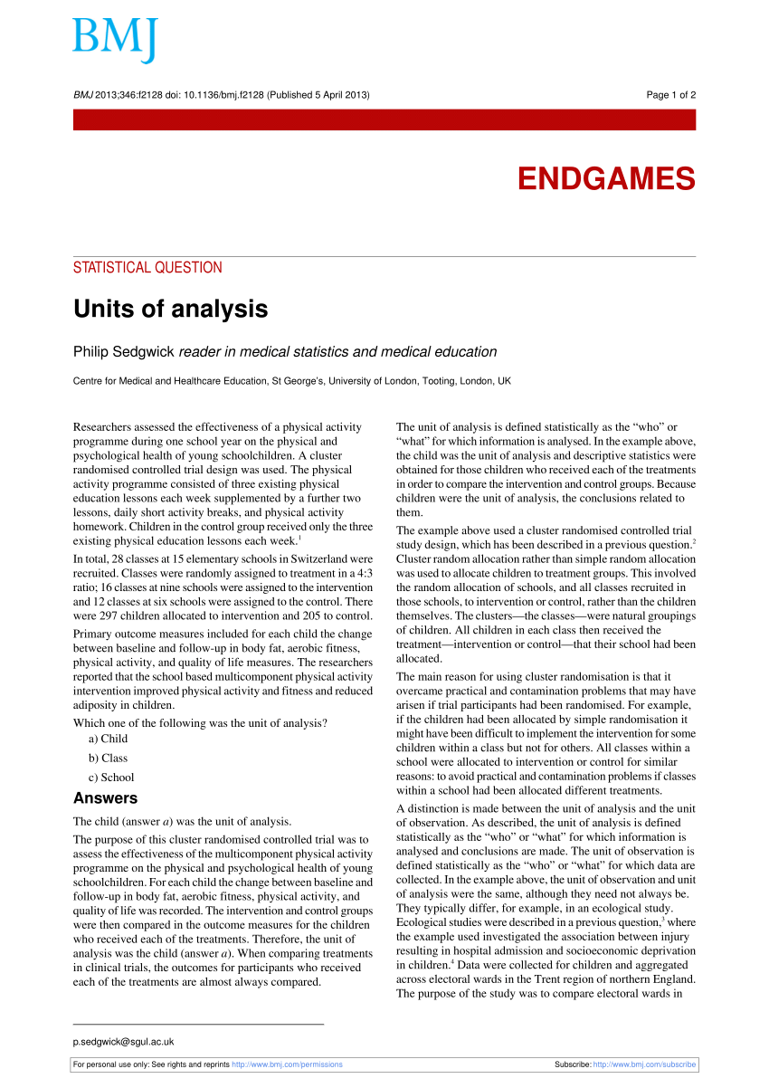 unit of analysis in research pdf