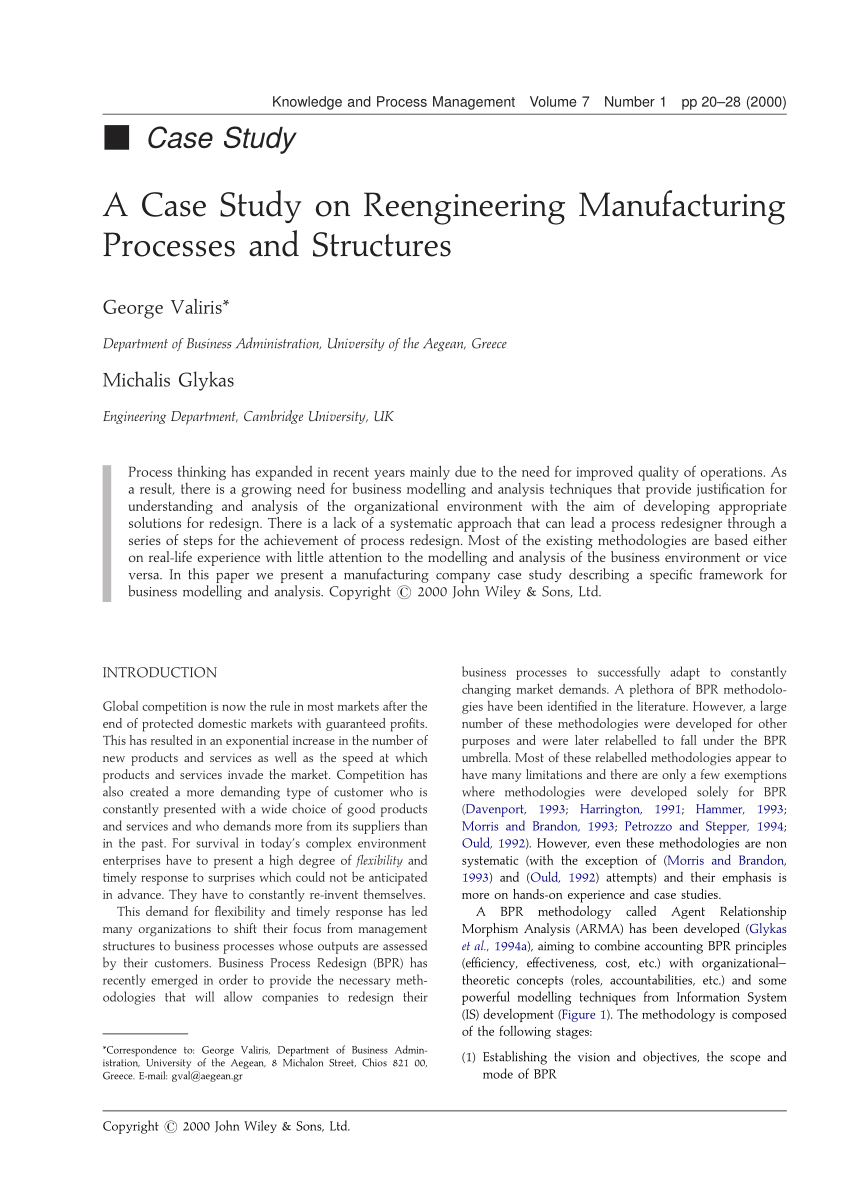 case study on business reengineering