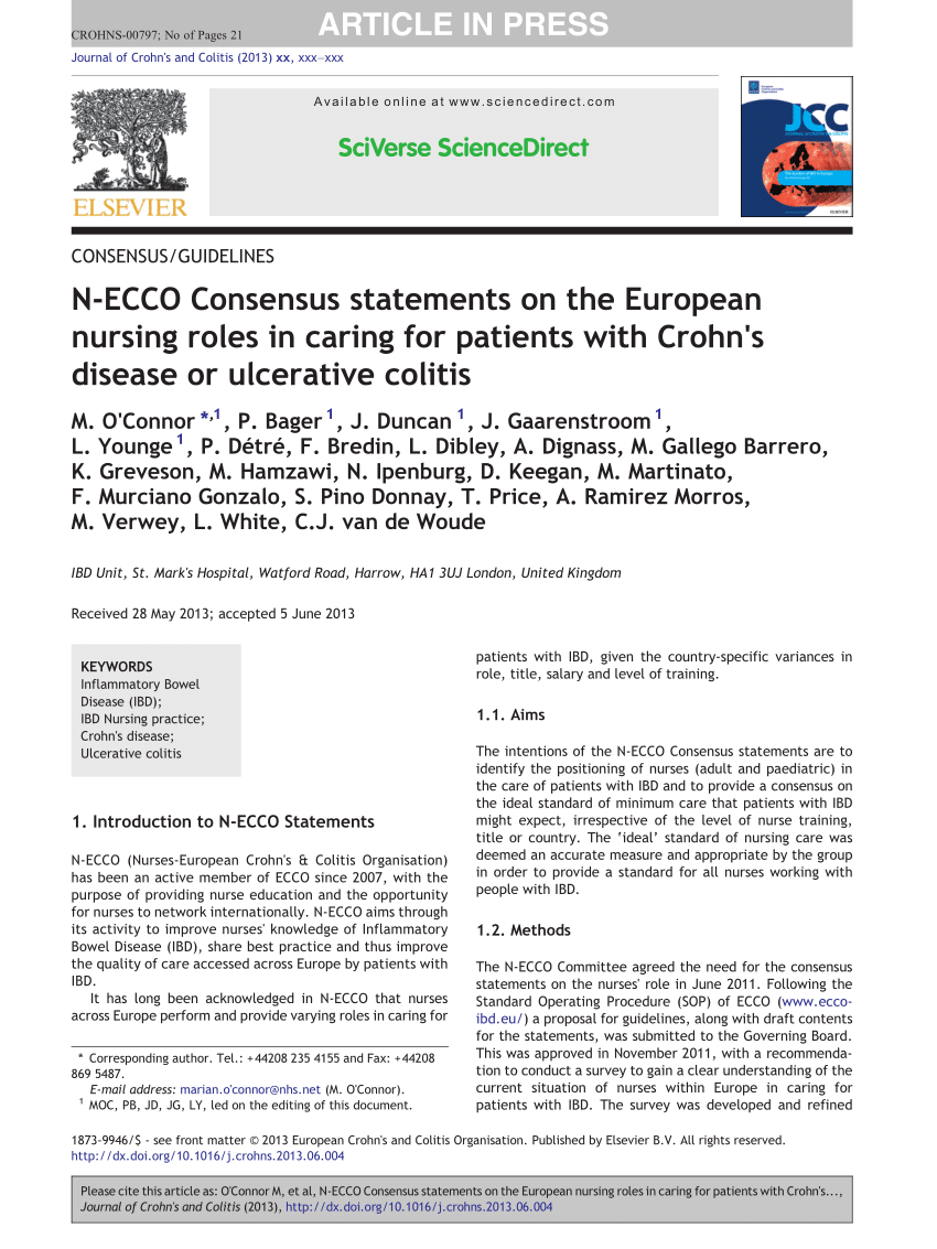 Fjendtlig Kriger tøj PDF) N-ECCO Consensus statements on the European nursing roles in caring  for patients with Crohn's disease or ulcerative colitis