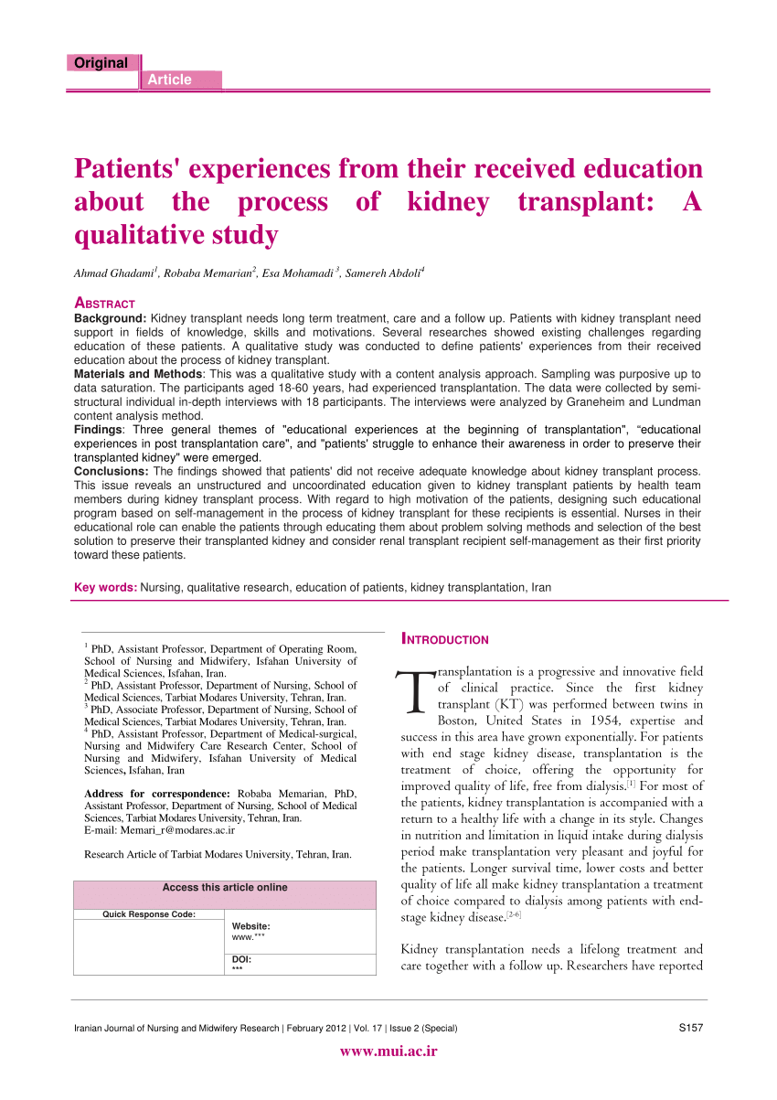kidney transplant research paper