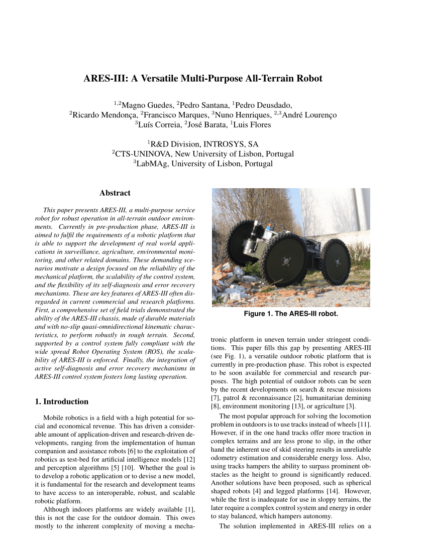 Pdf Ares Iii A Versatile Multi Purpose All Terrain Robot