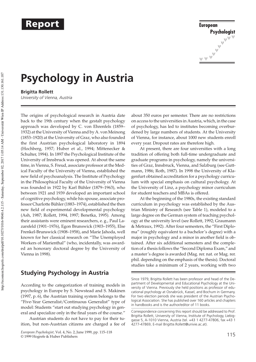 phd psychology in austria