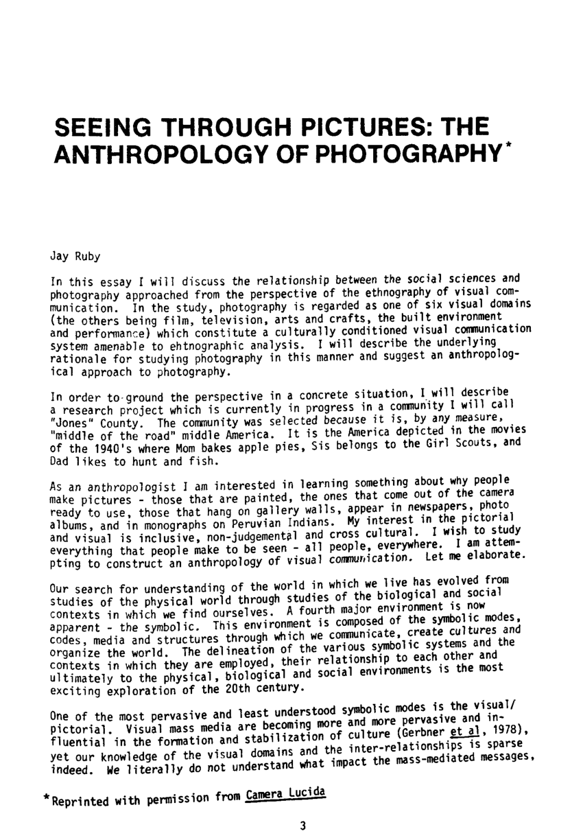 PDF) Seeing Through Pictures: The Anthropology of Photography