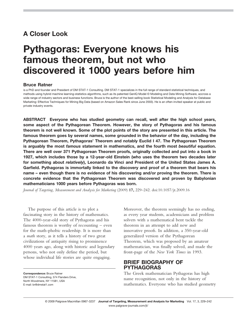 pythagorean theorem essay