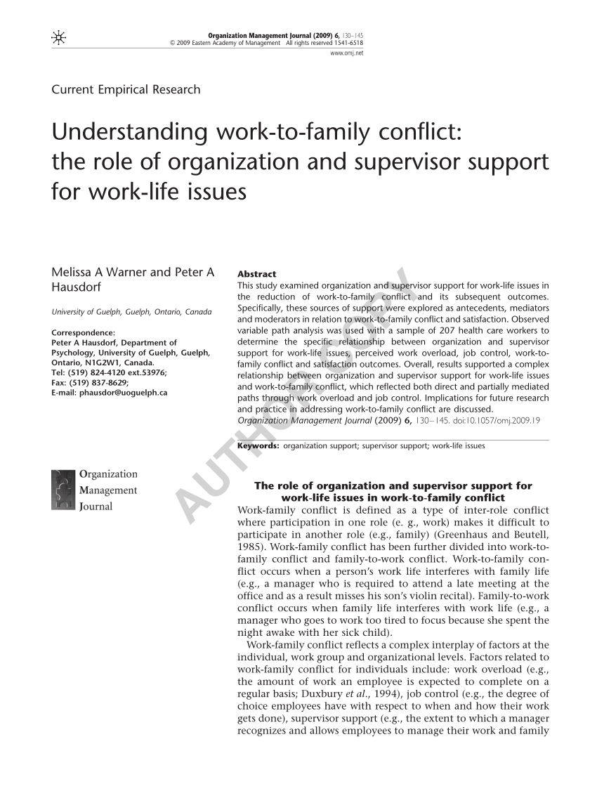 literature review on work family conflict
