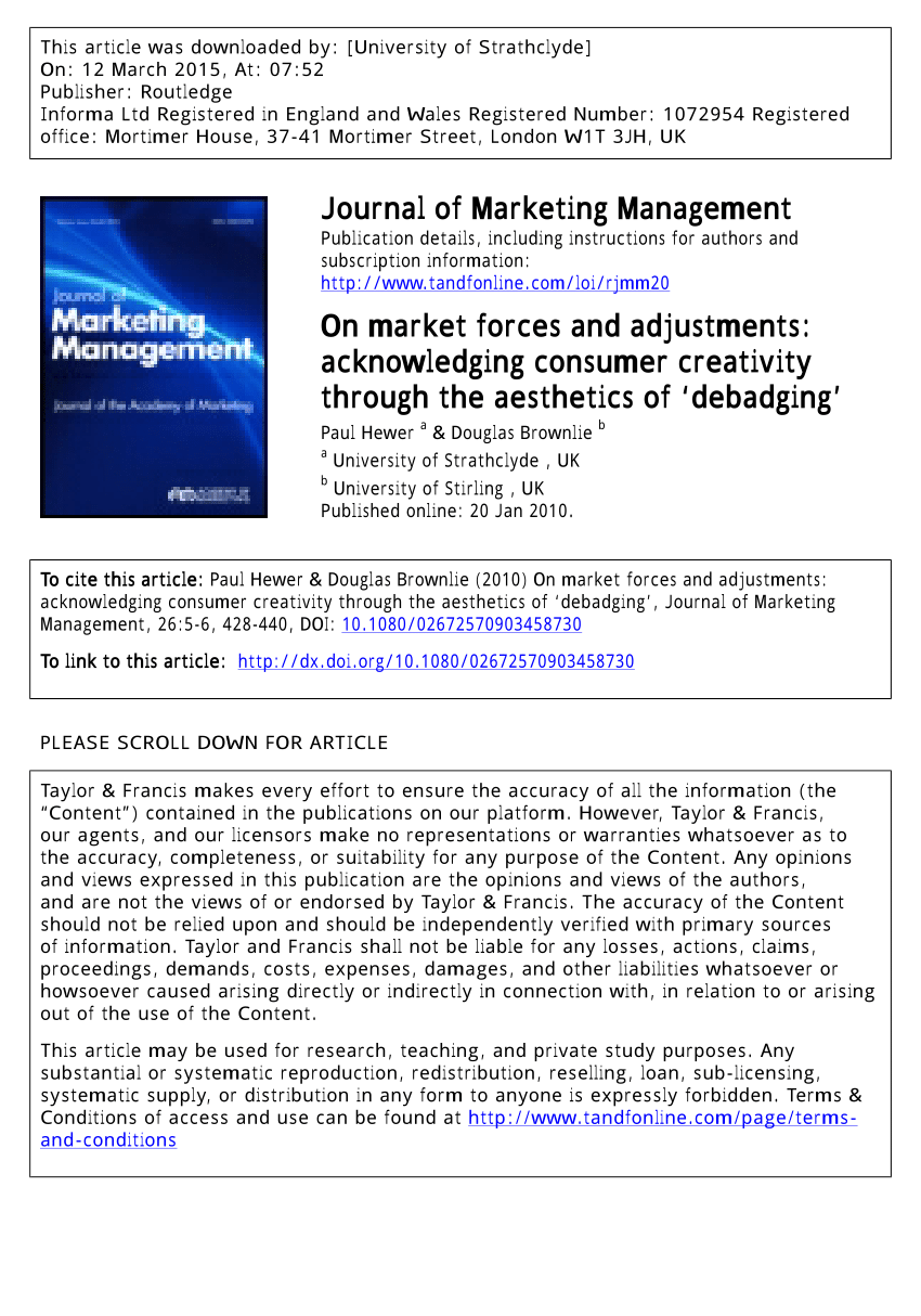Pdf On Market Forces And Adjustments Acknowledging Consumer