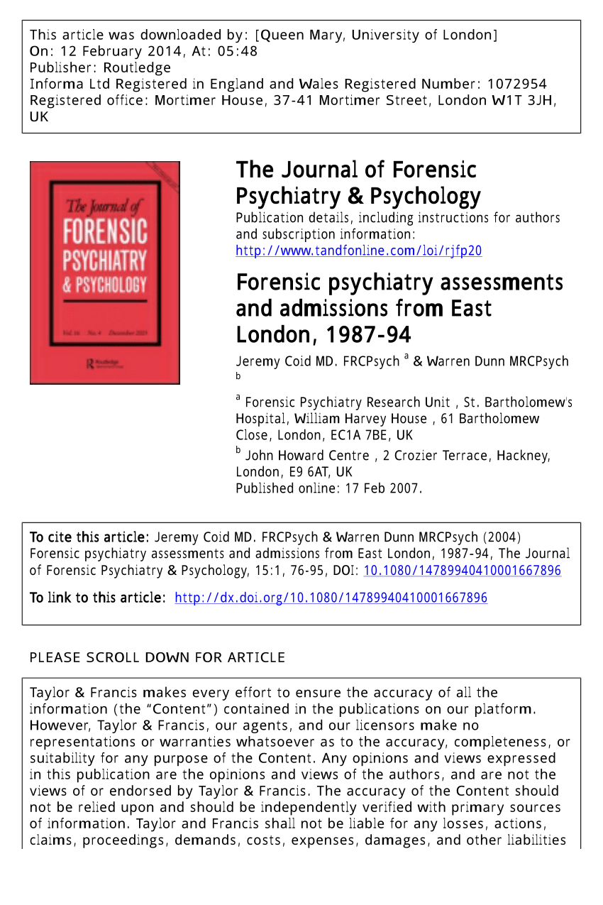 case study forensic psychiatry