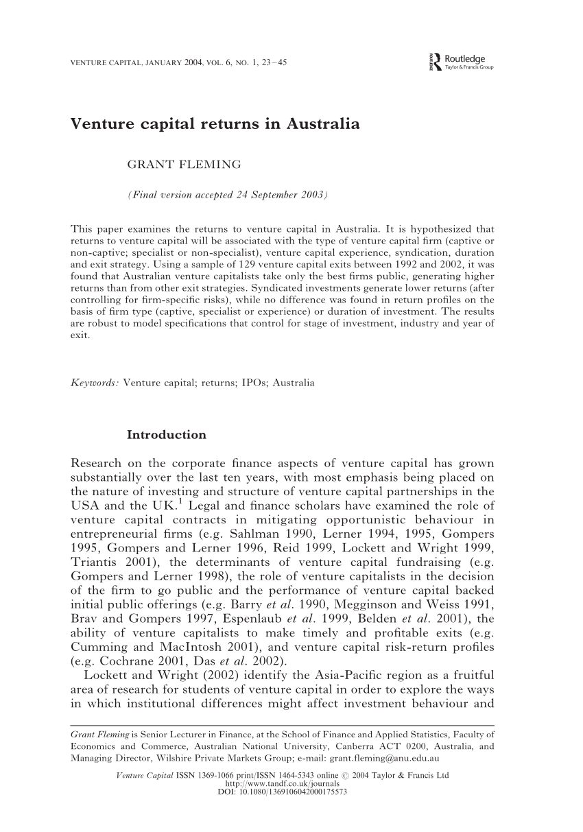 research paper of venture capital