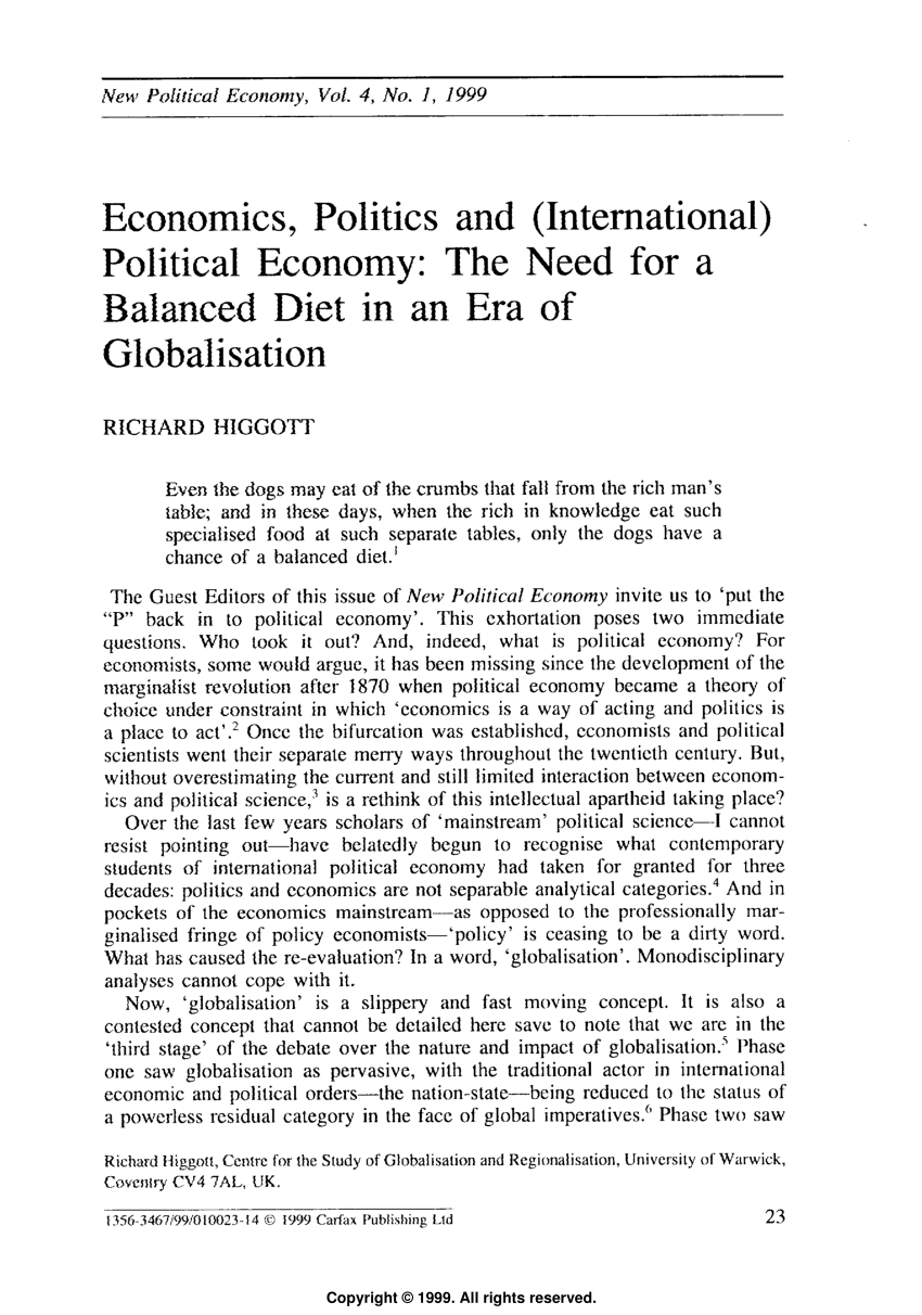 research paper on global political economy