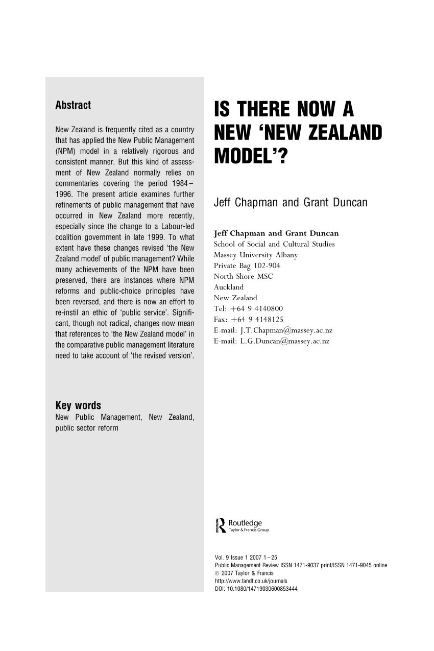 Pdf Is There Now A New New Zealand Model