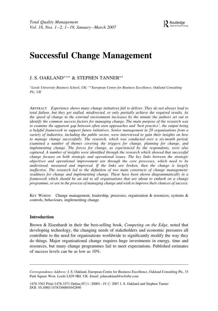 dissertation titles on change management