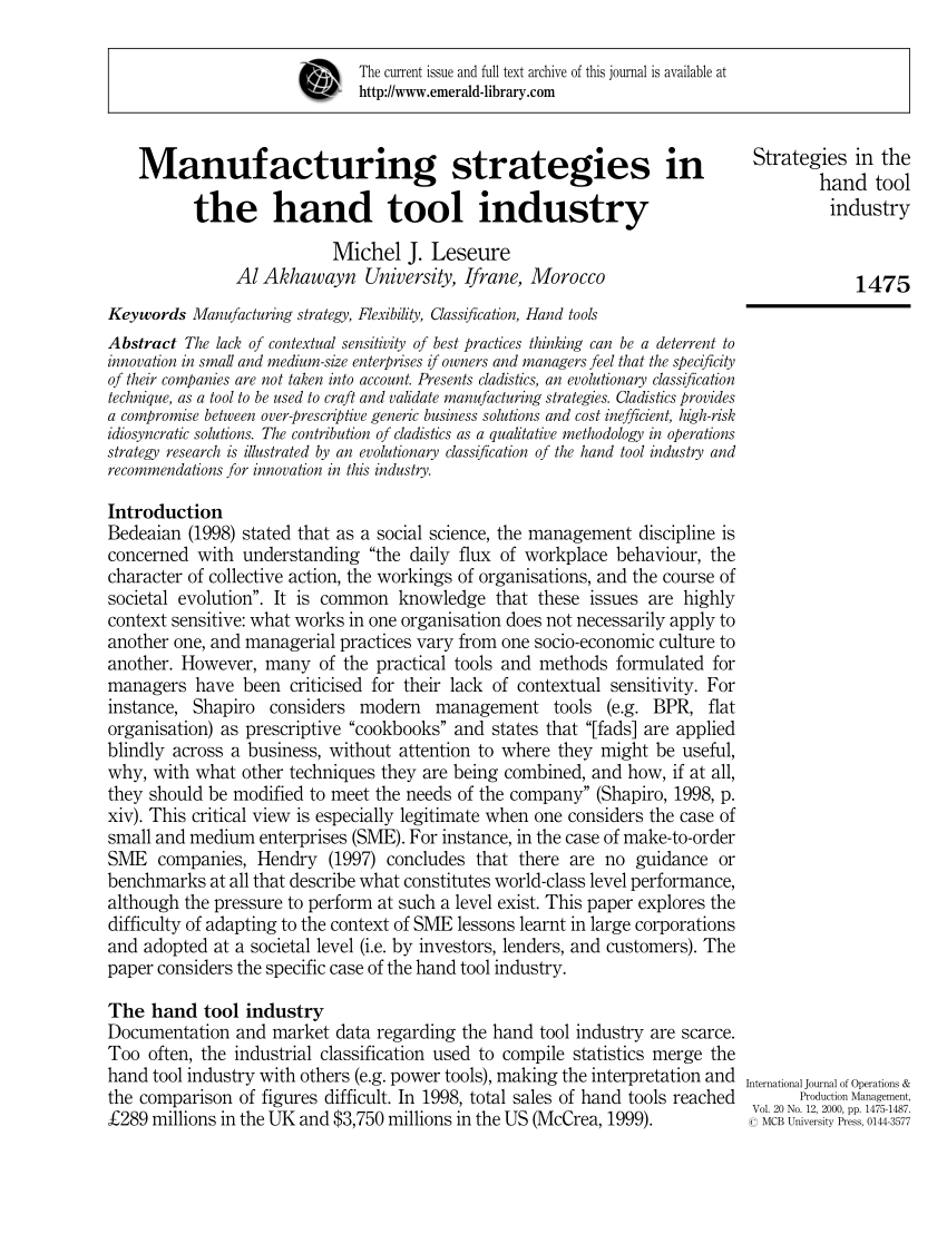 What Is the Manufacturing Process of Hand Tools?