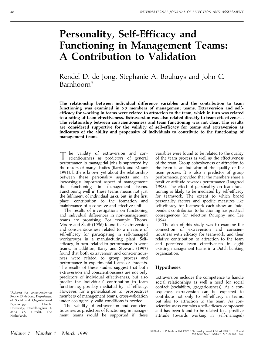 wolf gain Frustrating PDF) Personality, Self-Efficacy and Functioning in Management Teams: A  Contribution to Validation