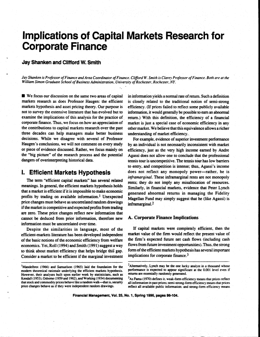 research topics on capital markets