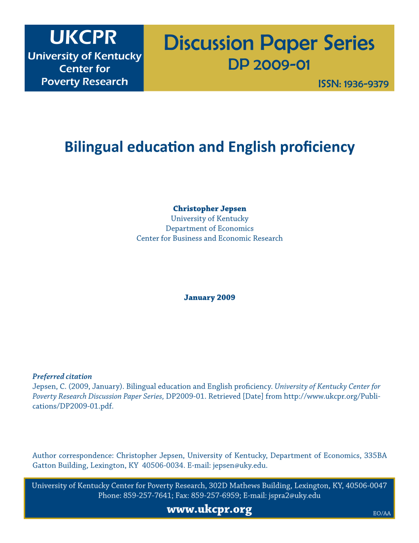 Pdf Bilingual Education And English Proficiency