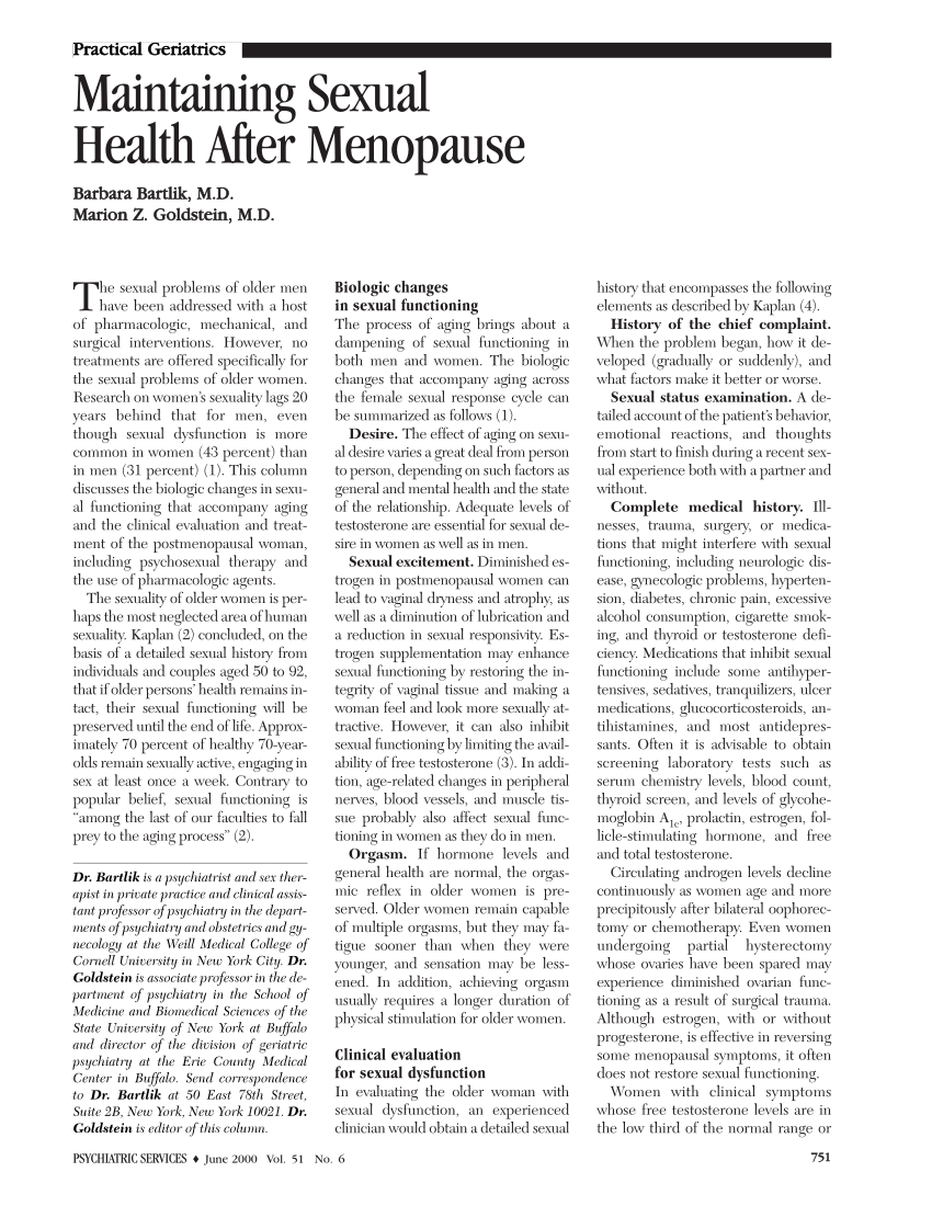 PDF Practical Geriatrics Maintaining Sexual Health After Menopause