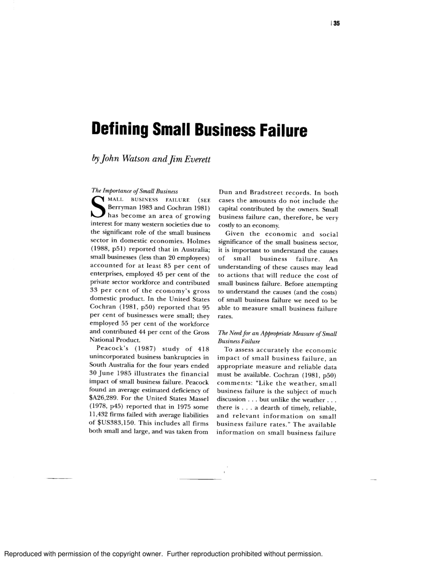 research proposal on small business failure