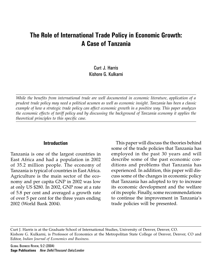 International Trade Policy And Economic Development