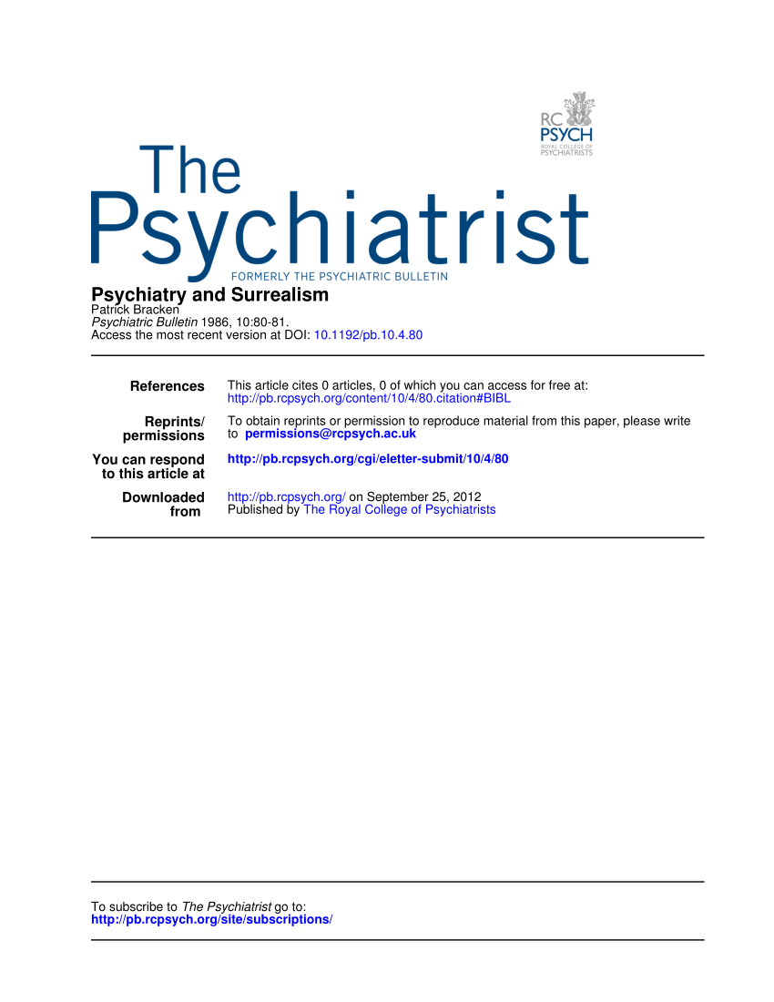 Pdf Psychiatry And Surrealism