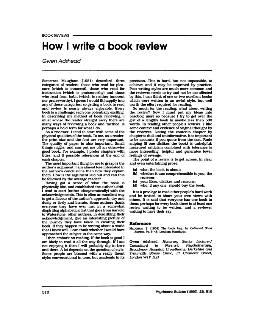 write a book review pdf