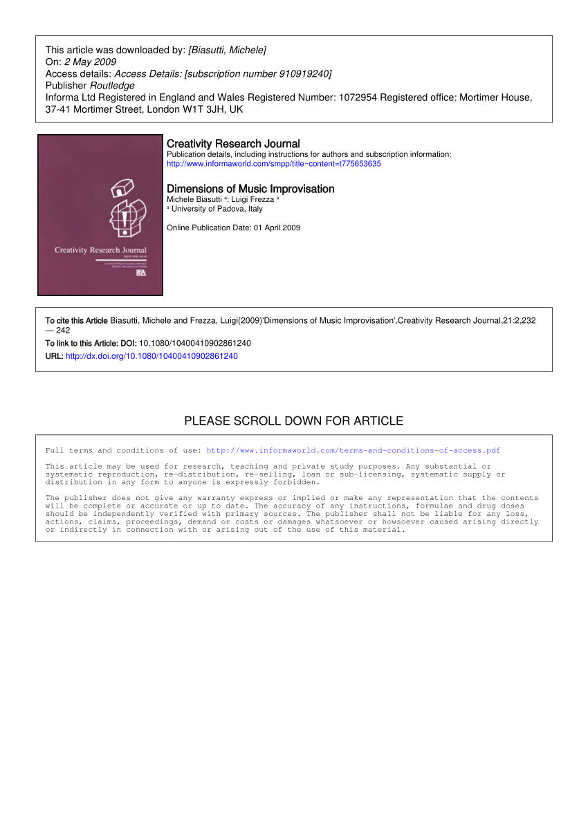 Improvisational Music Analysis