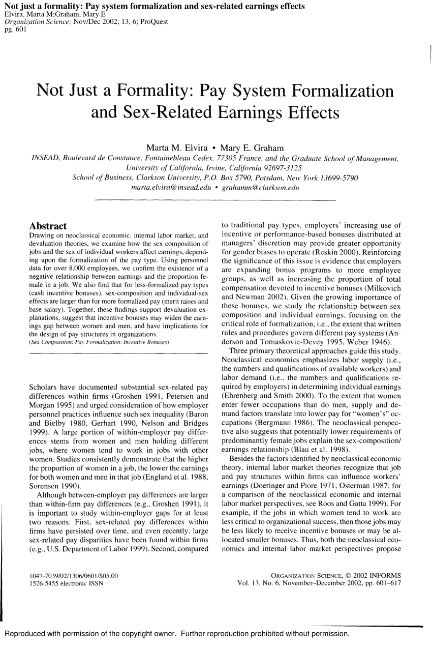 PDF) Not Just a Formality: Pay System Formalization and Sex-Related  Earnings Effects