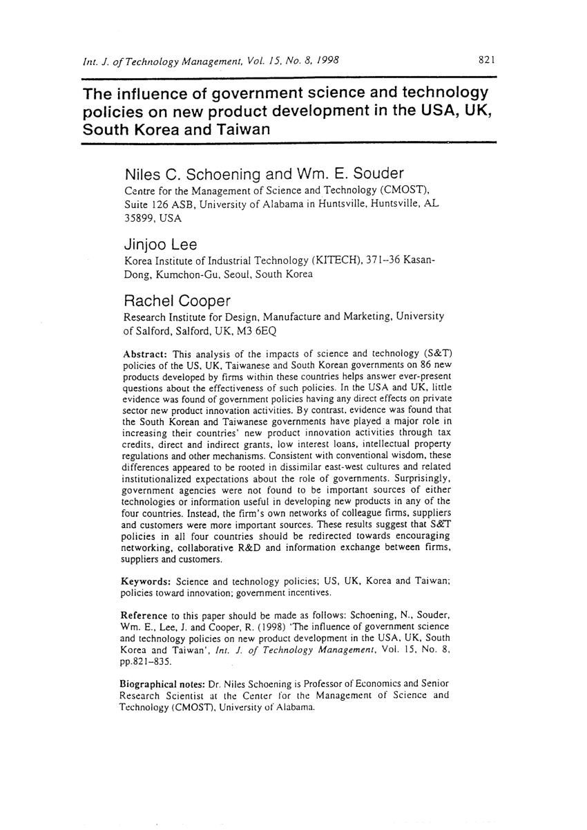 (PDF) The influence of government science and technology ...