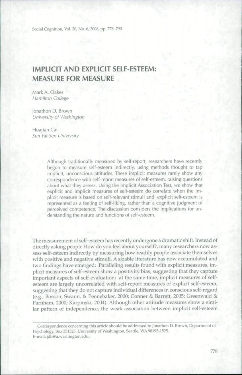 PDF) A CORRELATIONAL STUDY OF EXPLICIT AND IMPLICIT PERSONALITY TESTS