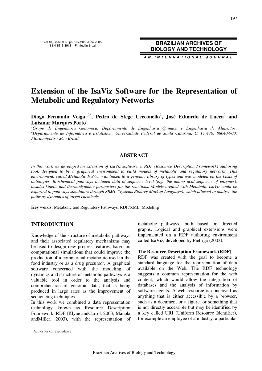 Pdf Extension Of The Isaviz Software For The Representation Of Metabolic And Regulatory Networks