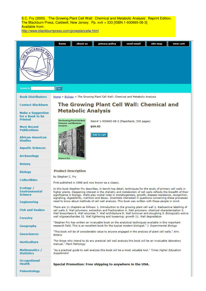 Pdf The Growing Plant Cell Wall Chemical And Metabolic Analysis