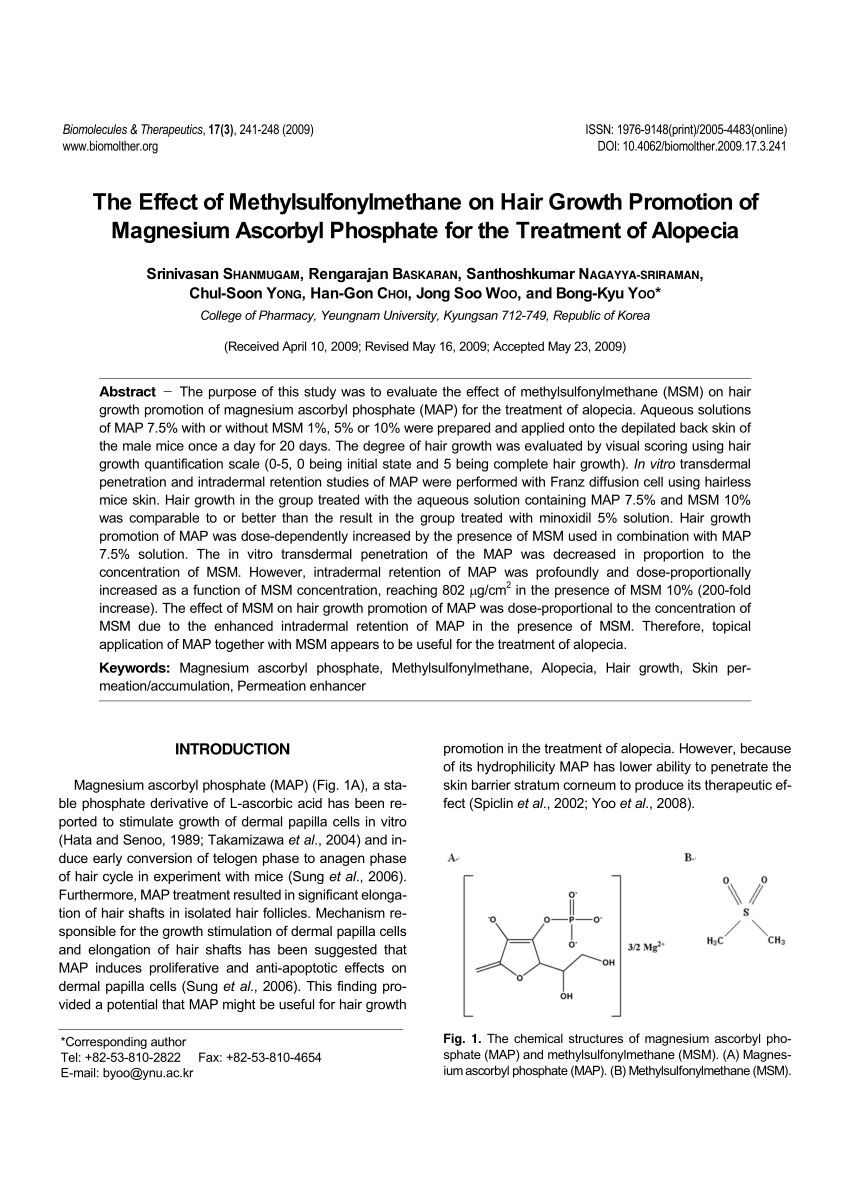 PDF) The Effect of Methylsulfonylmethane on Hair Growth Promotion of  Magnesium Ascorbyl Phosphate for the Treatment of Alopecia