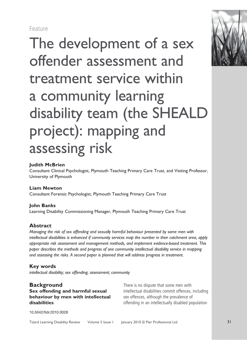Pdf The Development Of A Sex Offender Assessment And Treatment Service Within A Community 2882