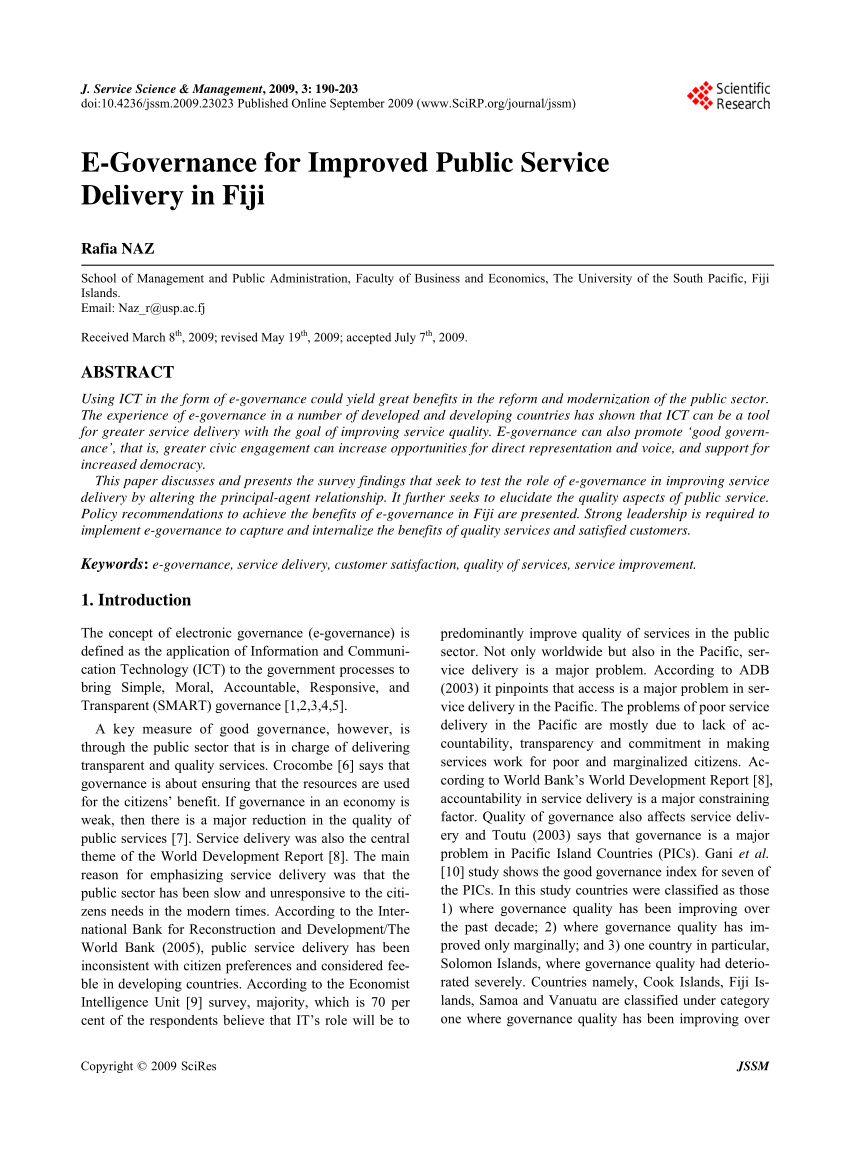 literature review on public service delivery