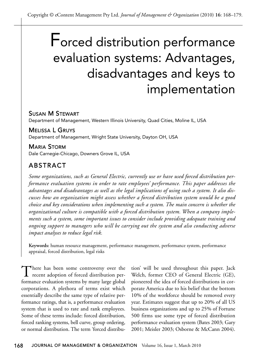 Pdf Forced Distribution Performance Evaluation Systems Advantages Disadvantages And Keys To Implementation