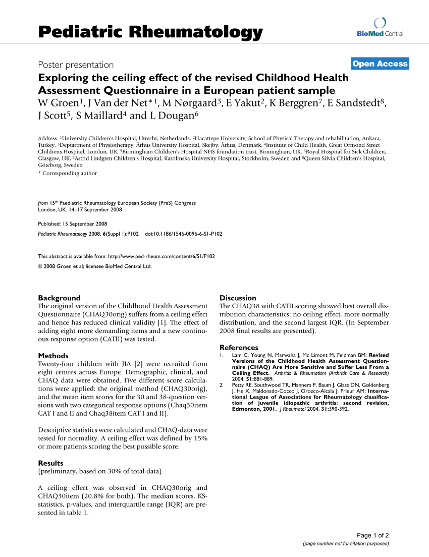 Pdf Exploring The Ceiling Effect Of The Revised Childhood
