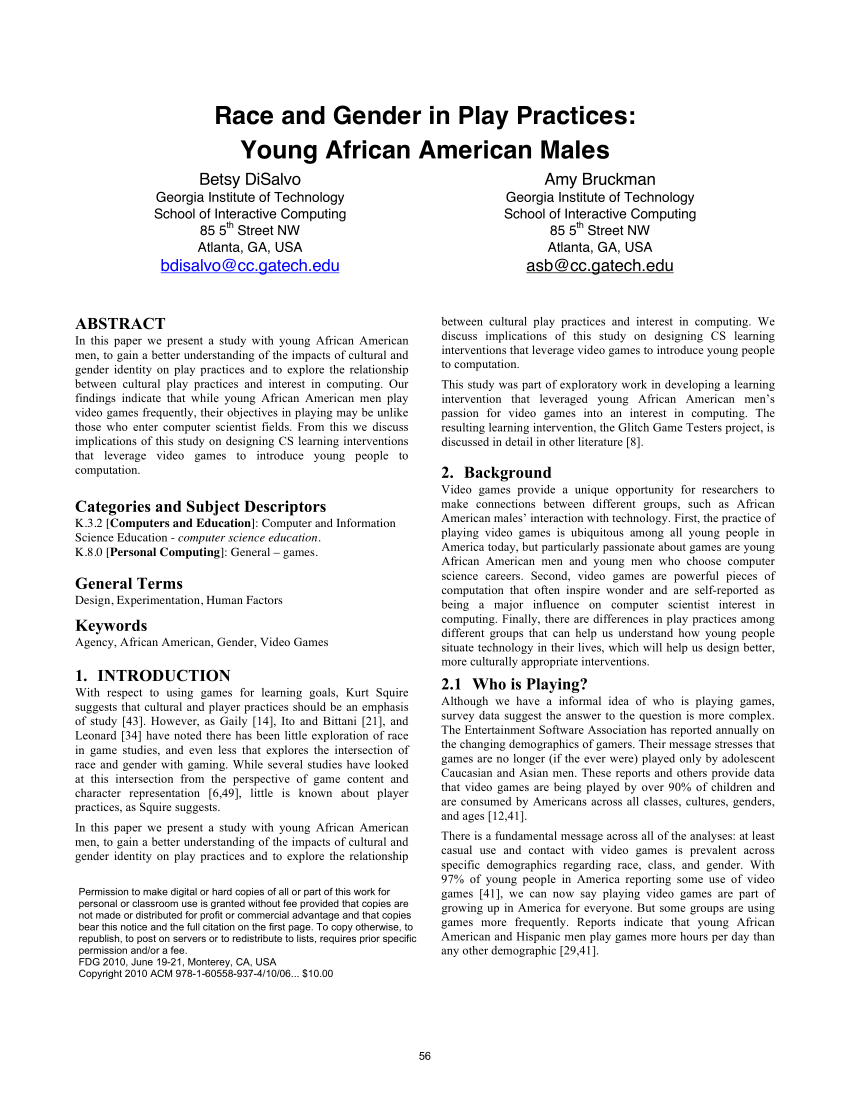 PDF) Race and gender in play practices Young African American males image image