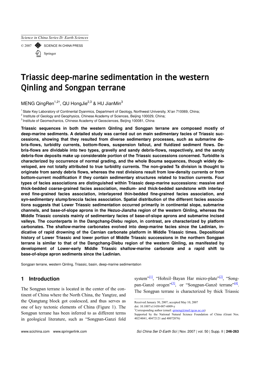 PDF) Triassic deep-marine sedimentation in the western Qinling and 